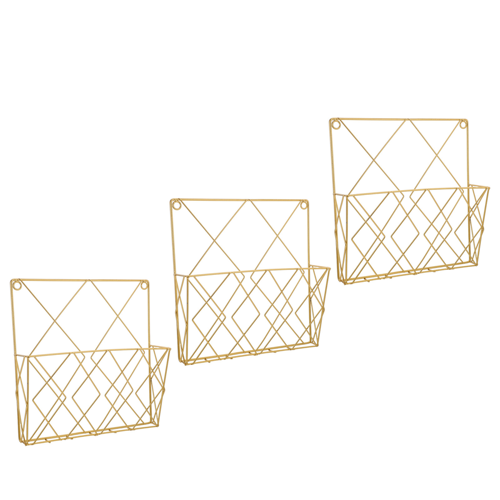 Magazine Holder Rack - 教室用壁掛けファイル整理ラック3点セット。マガジンや書類を立てて収納できる鉄製のホルダー。