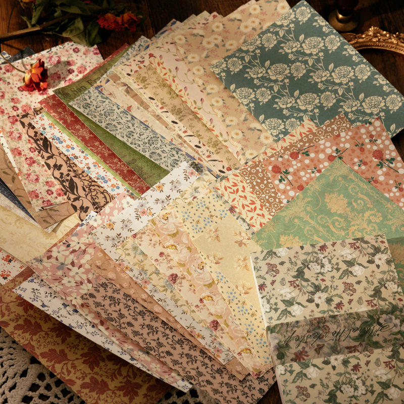 Ink Blotter Paper - 100 枚ヴィンテージ INS 花柄素材紙書き込み可能な装飾日記スクラップブッキング背景紙