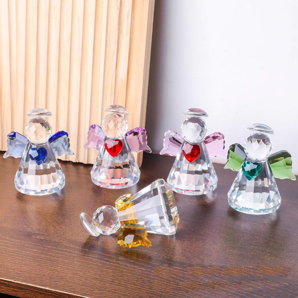 新しいファセット加工クリスタルエンジェルフィギュア カラフル - Paper Weight Crystal のレビューと価格