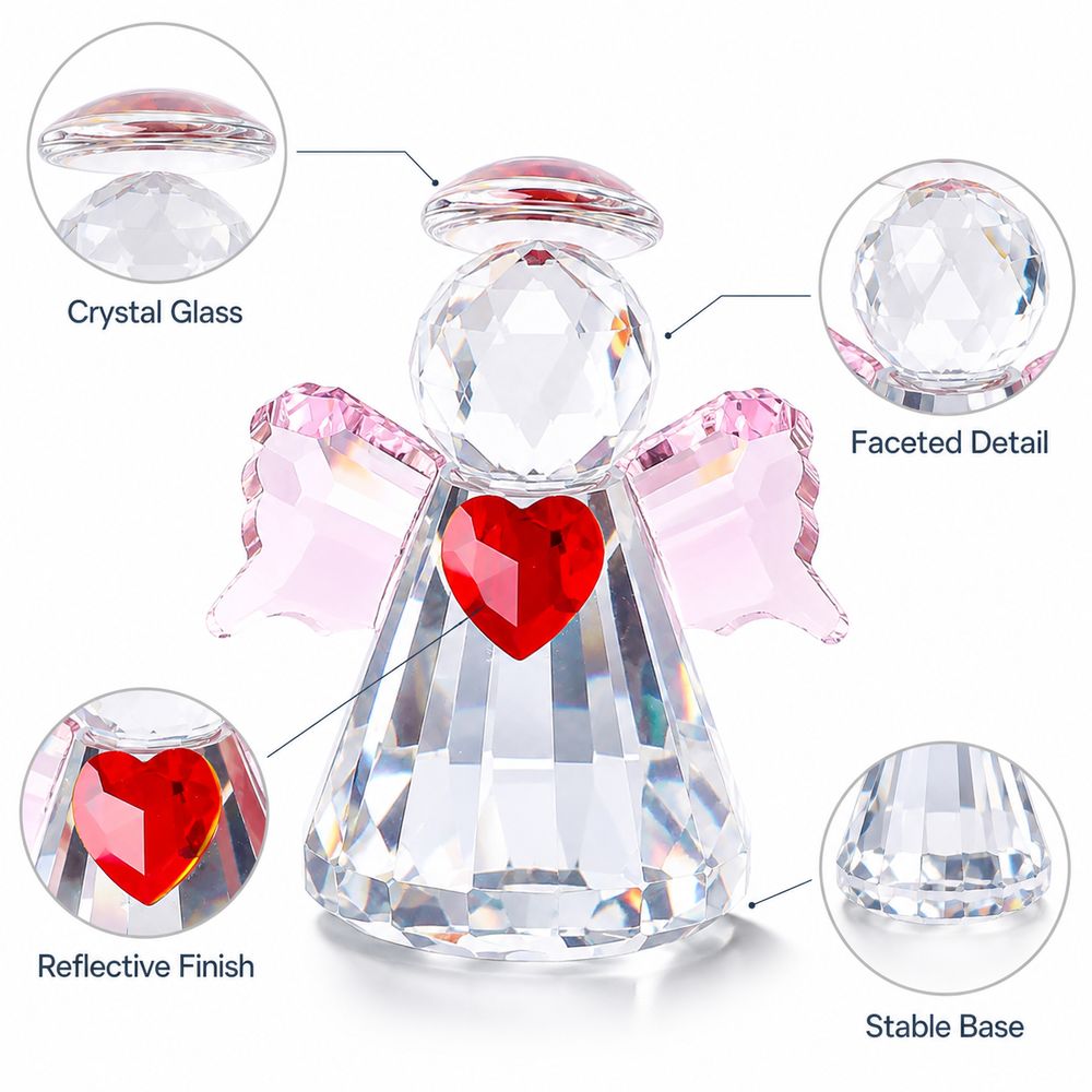 新しいファセット加工クリスタルエンジェルフィギュア カラフル - Paper Weight Crystal のレビューと価格